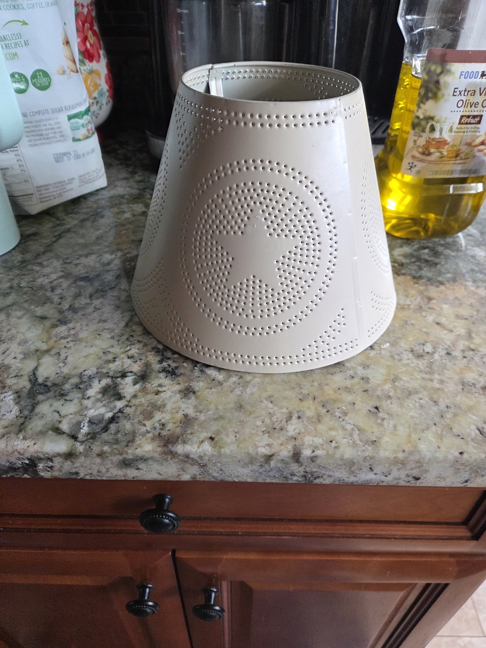 Beige Star Punched Metal Lamp Shade - Unbranded